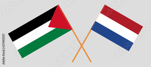 Photography Crossed flags of Palestine and the Netherlands