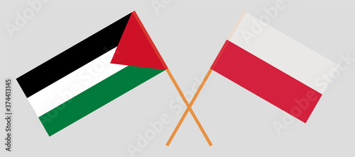 Crossed flags of Palestine and Poland