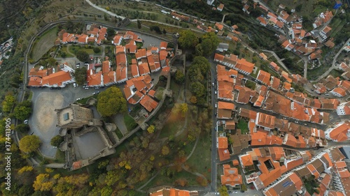 Bragança, historical city with castle in Portugal. Aerial Drone Photo