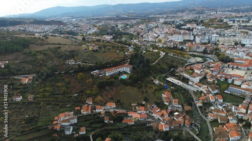 Bragança, historical  city with castle in Portugal. Aerial Drone Photo © VEOy.com