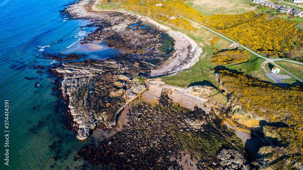 Moray Heritage Coastal Variation in Spring  with Yellow Gorse