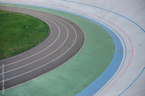 Professional outdoor cycling track at the stadium © Hennadii