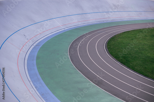 Professional outdoor cycling track at the stadium