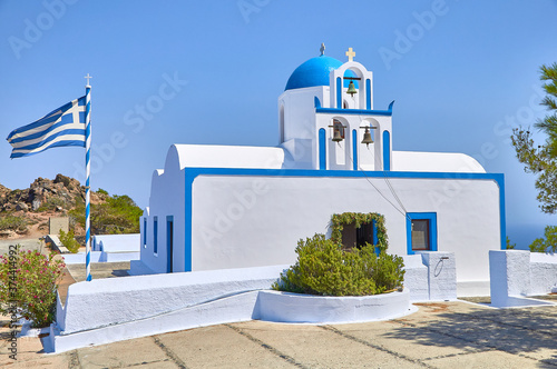 Prophet Elias church santorini with traditional blue dome