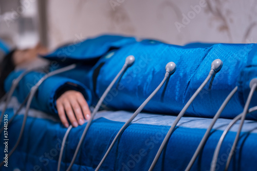 modern pressotherapy machine for anti cellulite procedure in spa salon