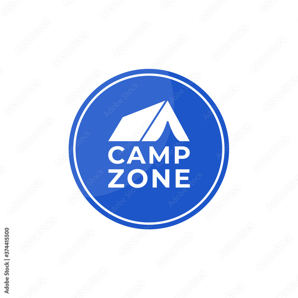 CAMPING ZONE sign. Camping place sign isolated on white . Vertical banner. Vector. CAMPING ZONE sign. Camping place sign isolated on white . Vertical banner. Vector.