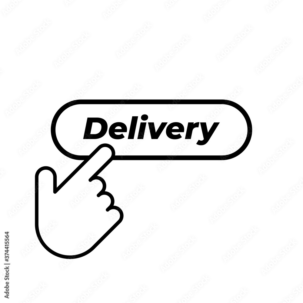 Hand click on Delivery Button icon in trendy outline style design. Vector graphic illustration. click symbol for website design, logo, app, and ui. Editable vector stroke. 