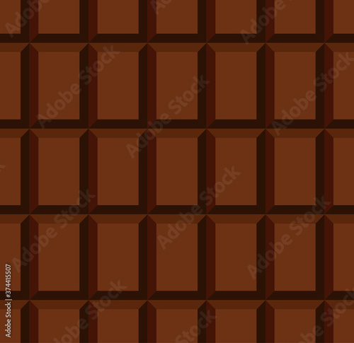 Unwrapped milky chocolate bar seamless pattern with rows of individual blocks in a catering, candy, food or nutritional background, vector illustration