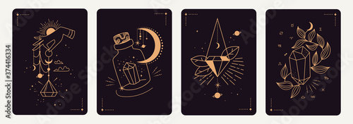 Obraz na plátně Set of mystical templates for tarot cards, banners, flyers, posters, brochures, stickers