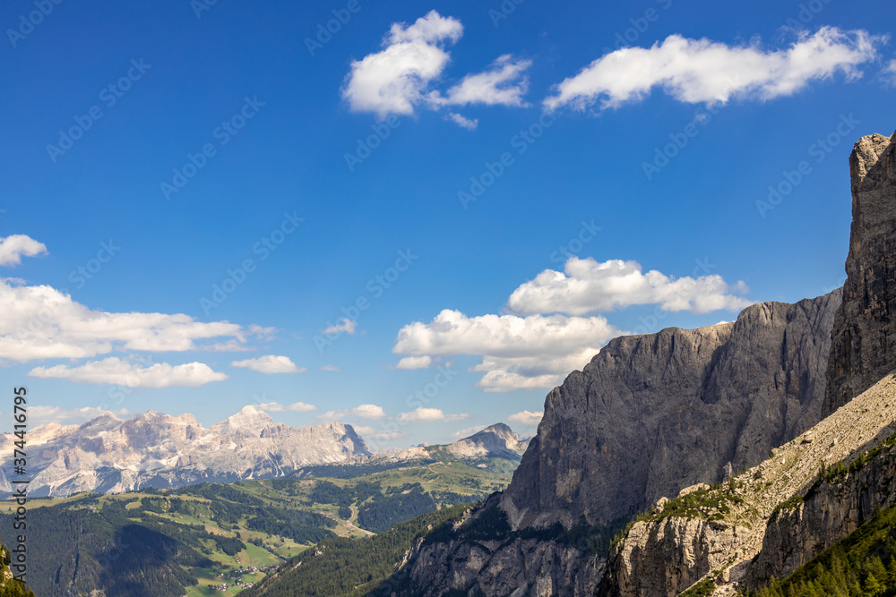 Fototapeta premium View of the Dolomites from Gardena Pass, South Tyrol, Italy