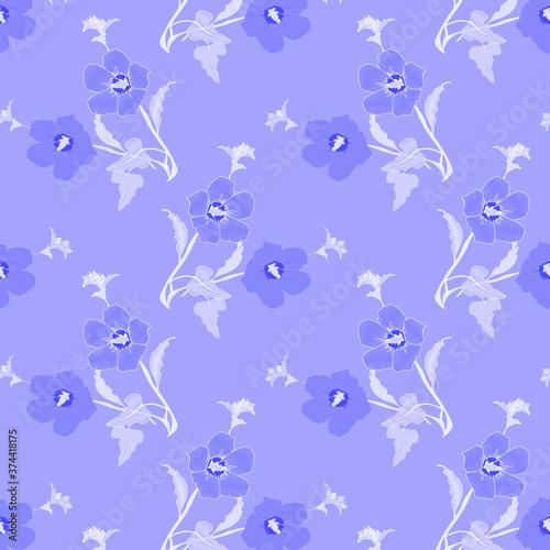 Hibiscus  seamless pattern.Image on white  and colored  background.