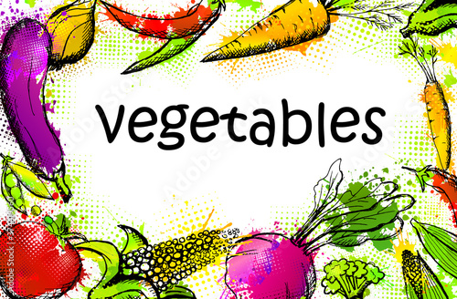 Vegetable juice or puree label. Vector illustration