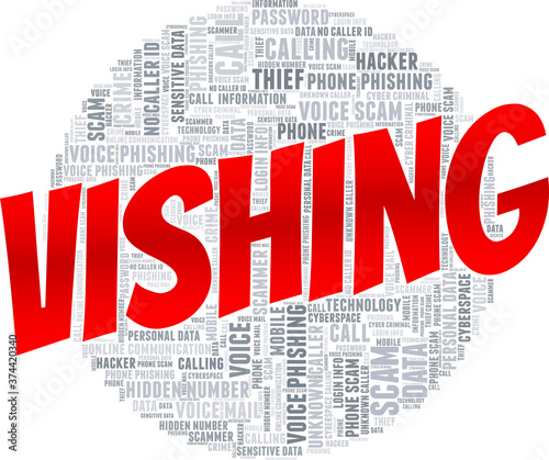 Vishing - Voice Phishing vector illustration word cloud isolated on a white background.