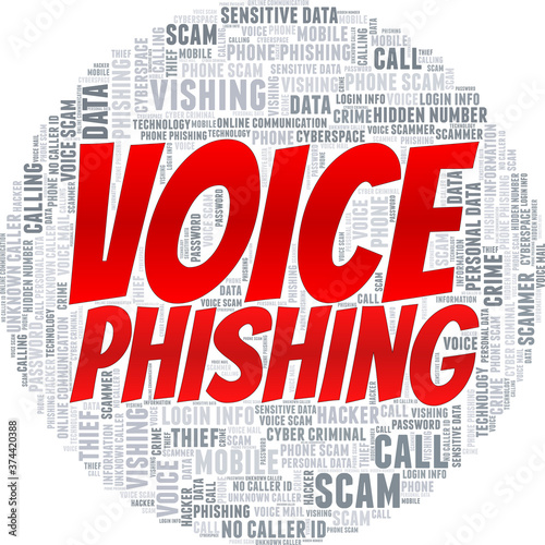 Vishing - Voice Phishing vector illustration word cloud isolated on a white background.