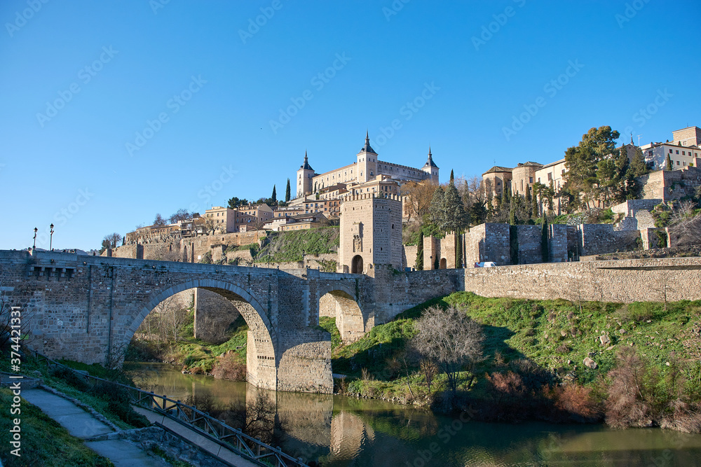 bridge over the river in the city of Toledo