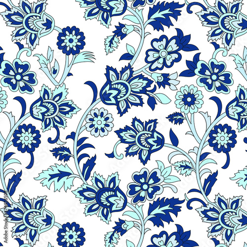 traditional Indian paisley pattern on white  background