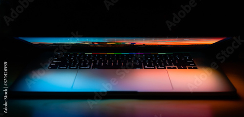 laptop on black background