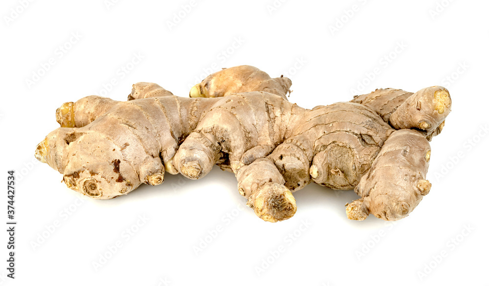 fresh ginger root isolated on white background