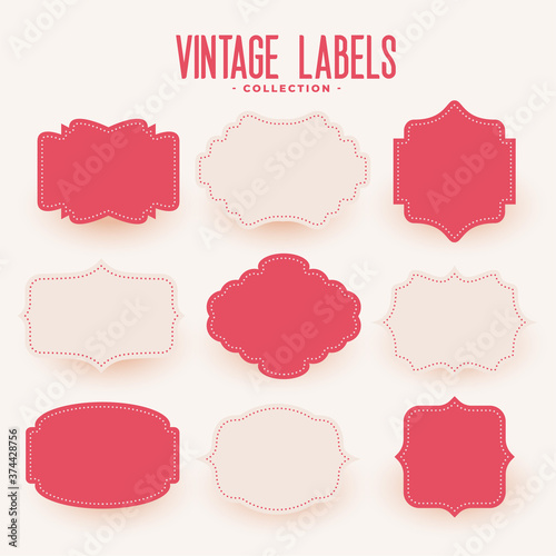 empty vintage style wedding labels set of nine