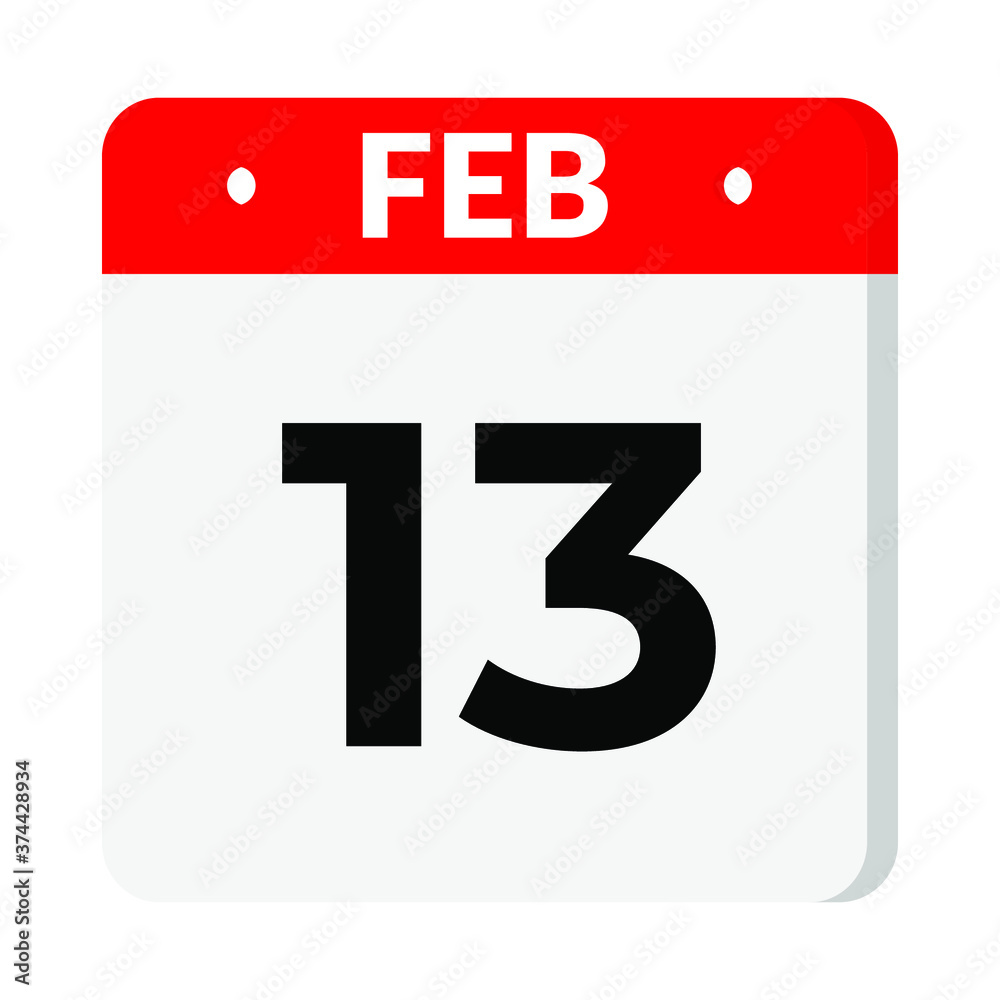 13 February calendar icon 13 February calendar icon
