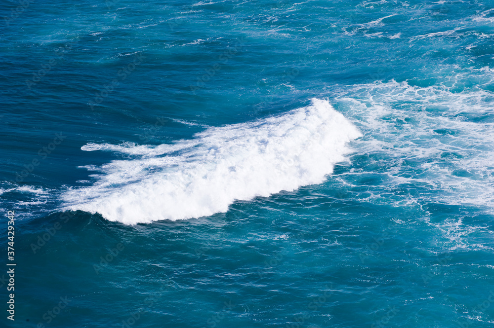 Fototapeta premium The seascape with huge wave and rocks.