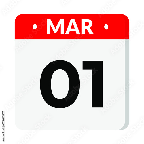 01 March calendar icon
