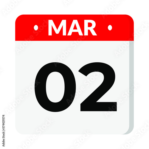 02 March calendar icon