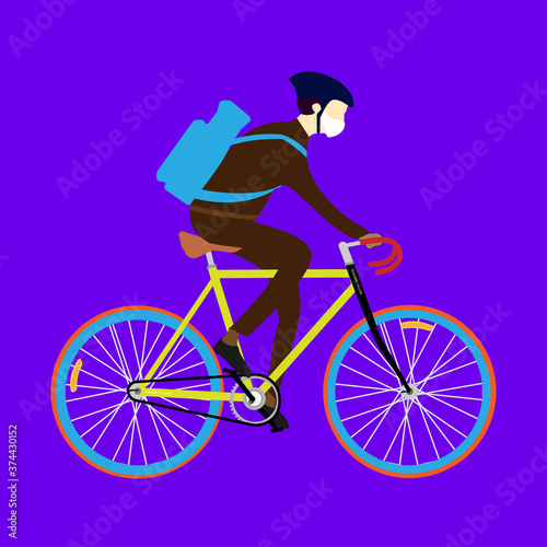 Fototapeta Naklejka Na Ścianę i Meble -  silhouette of a cyclist on a bicycle