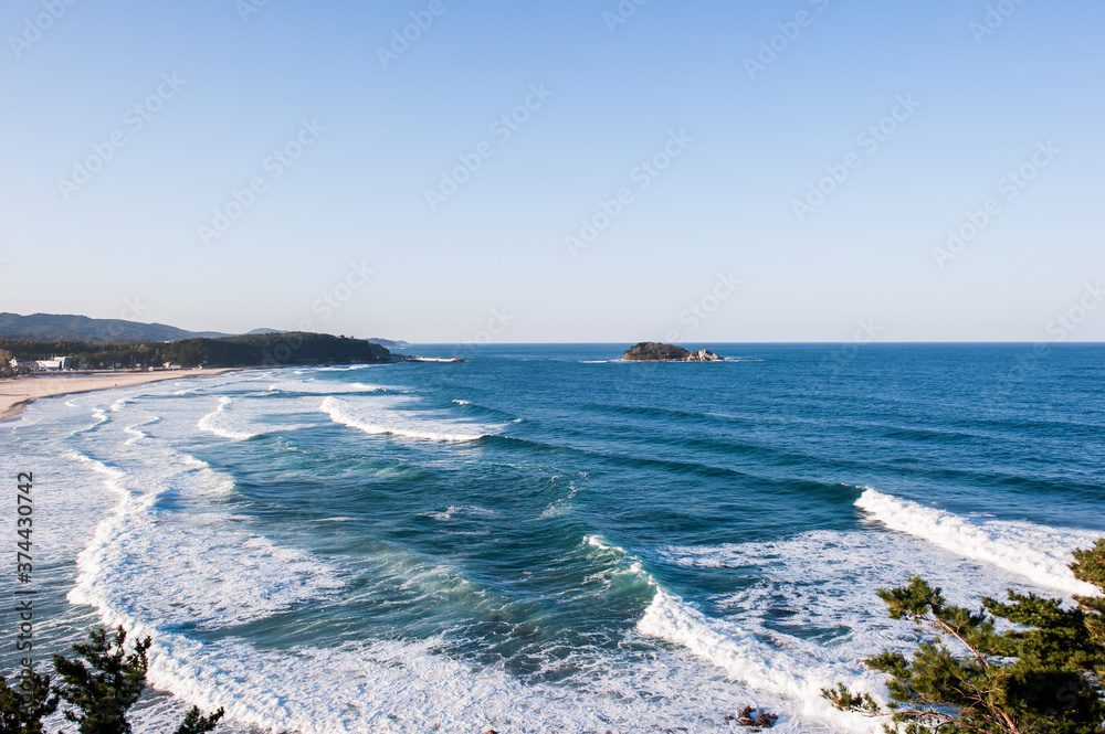 The beautiful landscape of sea coast sand beach.