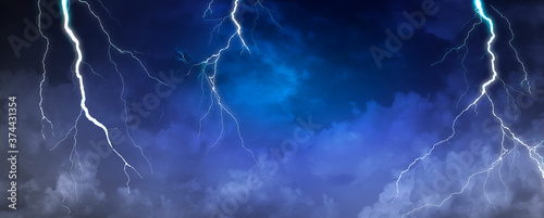 Photo Lightning, thunder cloud dark cloudy sky, Copy space for your text