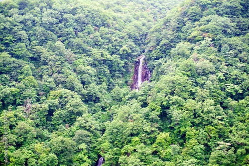 The scene of two steps waterfall at Miyagi.