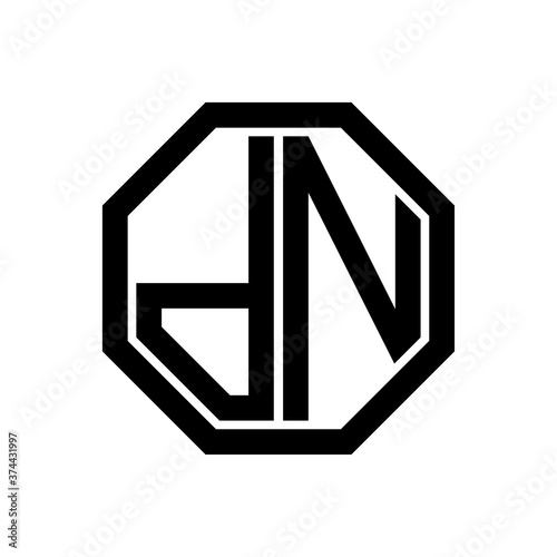 DN initial monogram logo, octagon shape, black color