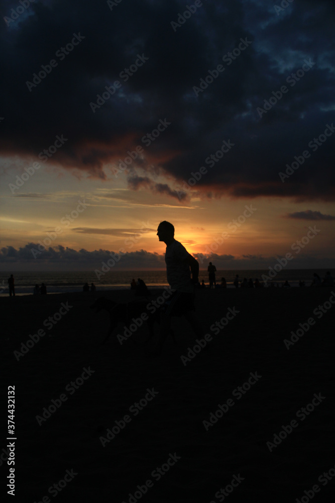 Beautiful sunset at Petitenget beach Bali Indonesia