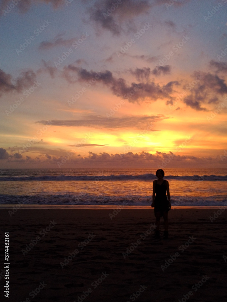 Beautiful sunset at Petitenget beach Bali Indonesia Beautiful sunset at Petitenget beach Bali Indonesia