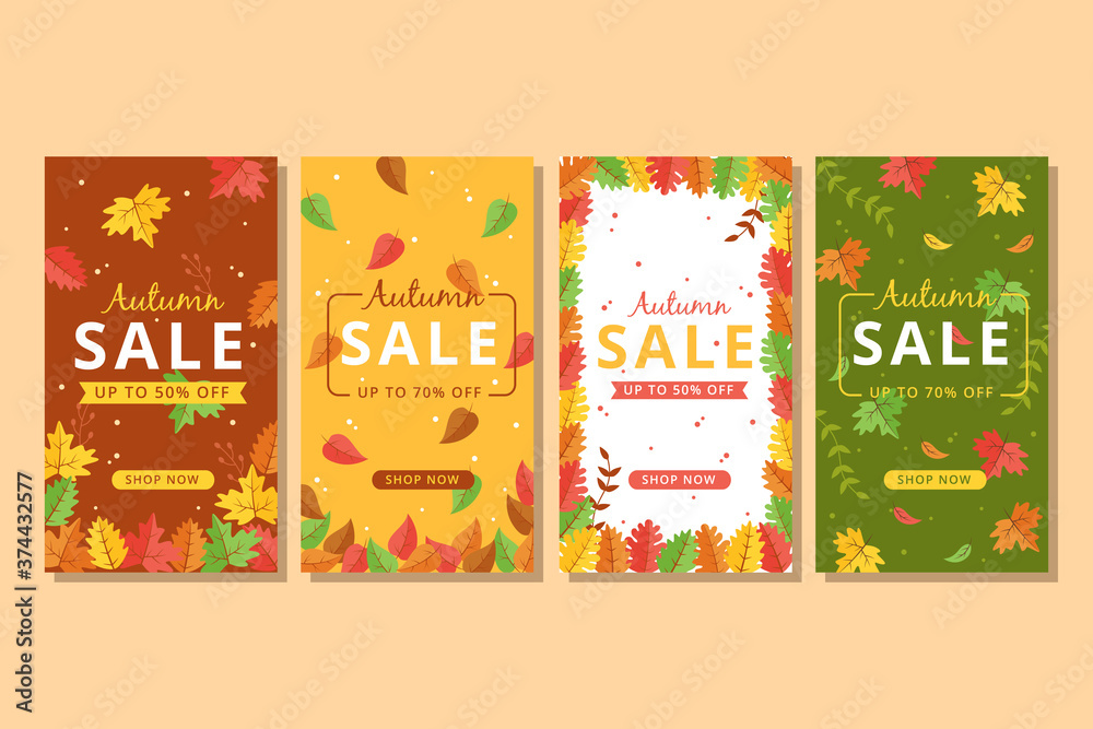 Fototapeta premium Colorful autumn sale banner