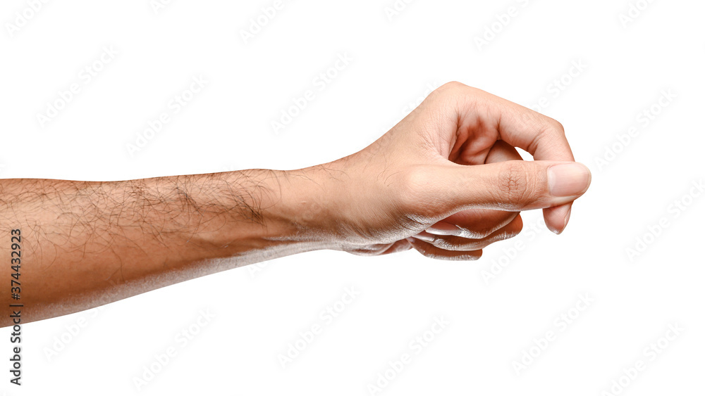 Male caucasian hand hold virtual business card, credit card or blank paper isolated on white background. Male caucasian hand hold virtual business card, credit card or blank paper isolated on white background.