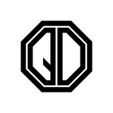 QO initial monogram logo, octagon shape, black color