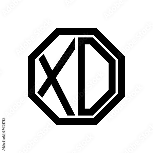 XO initial monogram logo, octagon shape, black color