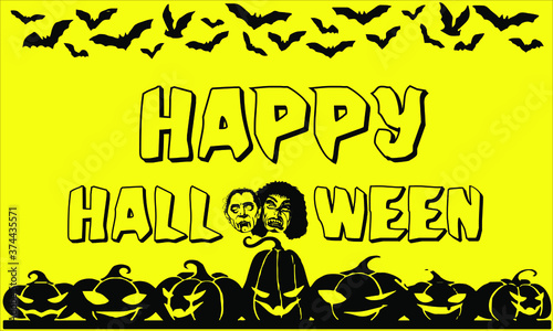 Happy Halloween Text Banner  Vector