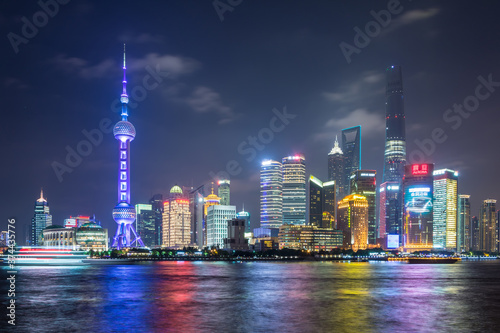 Night scenery of the Bund skyline in Shanghai  China