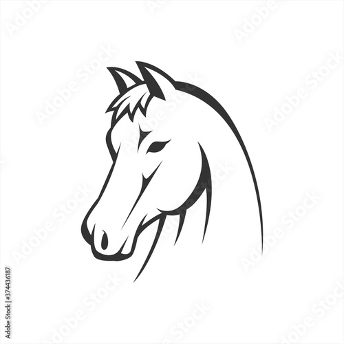 Fototapeta Naklejka Na Ścianę i Meble -  horse head vector line art illustration. equestrian sport, or strong symbol. perfect for animal farm company.