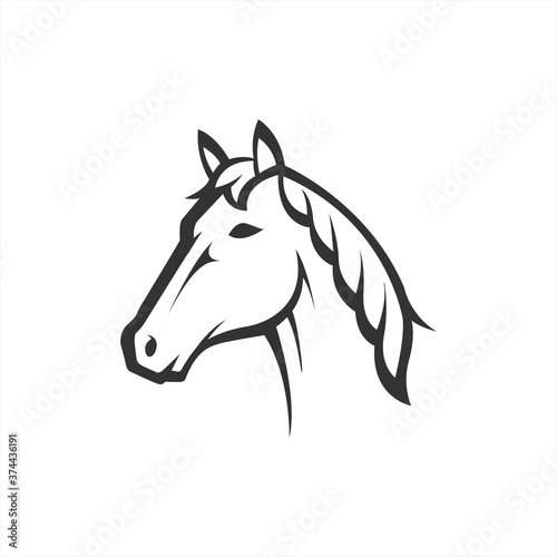 horse head vector line art illustration. equestrian sport  or strong symbol. perfect for animal farm company.