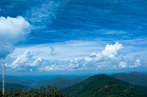 The curious landscape of clouds at mountain.