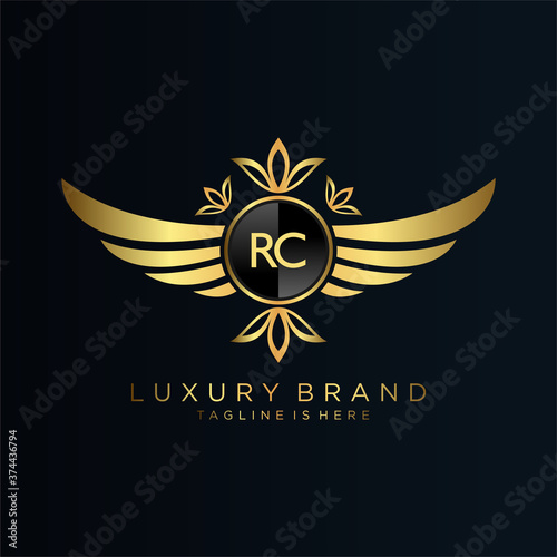 RC Letter Initial with Royal Template.elegant with crown logo vector, Creative Lettering Logo Vector Illustration.