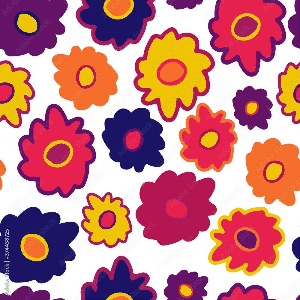 Seamless vector pattern of ornamental lined abstract flowers on white background Seamless vector pattern of ornamental lined abstract flowers on white background