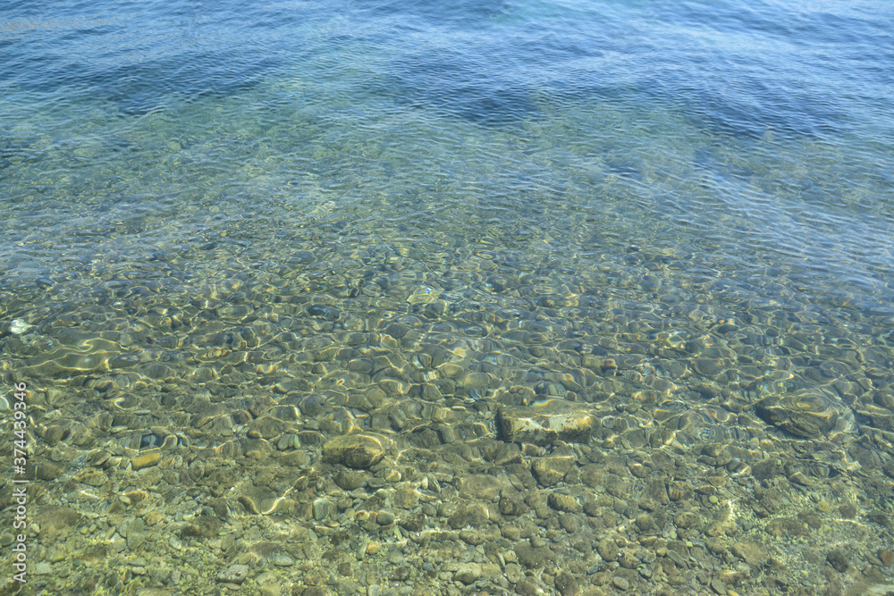 The seabed shining through the clear sea water