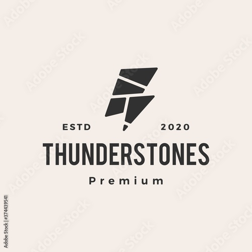 thunder stones hipster vintage logo vector icon illustration
