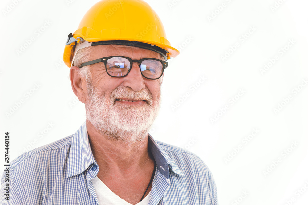 Professional engineer elder happy smile isolated on white background. Professional engineer elder happy smile isolated on white background.