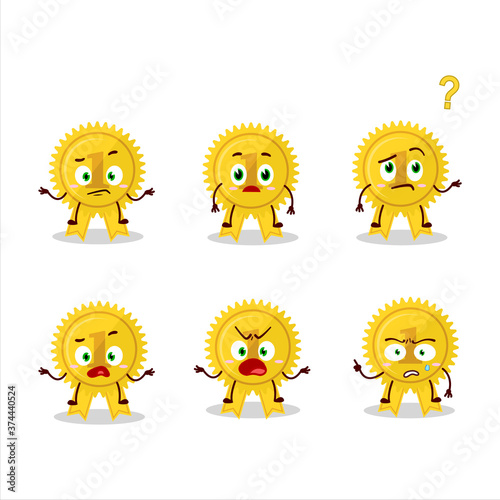 Cartoon character of gold medal ribbon with what expression