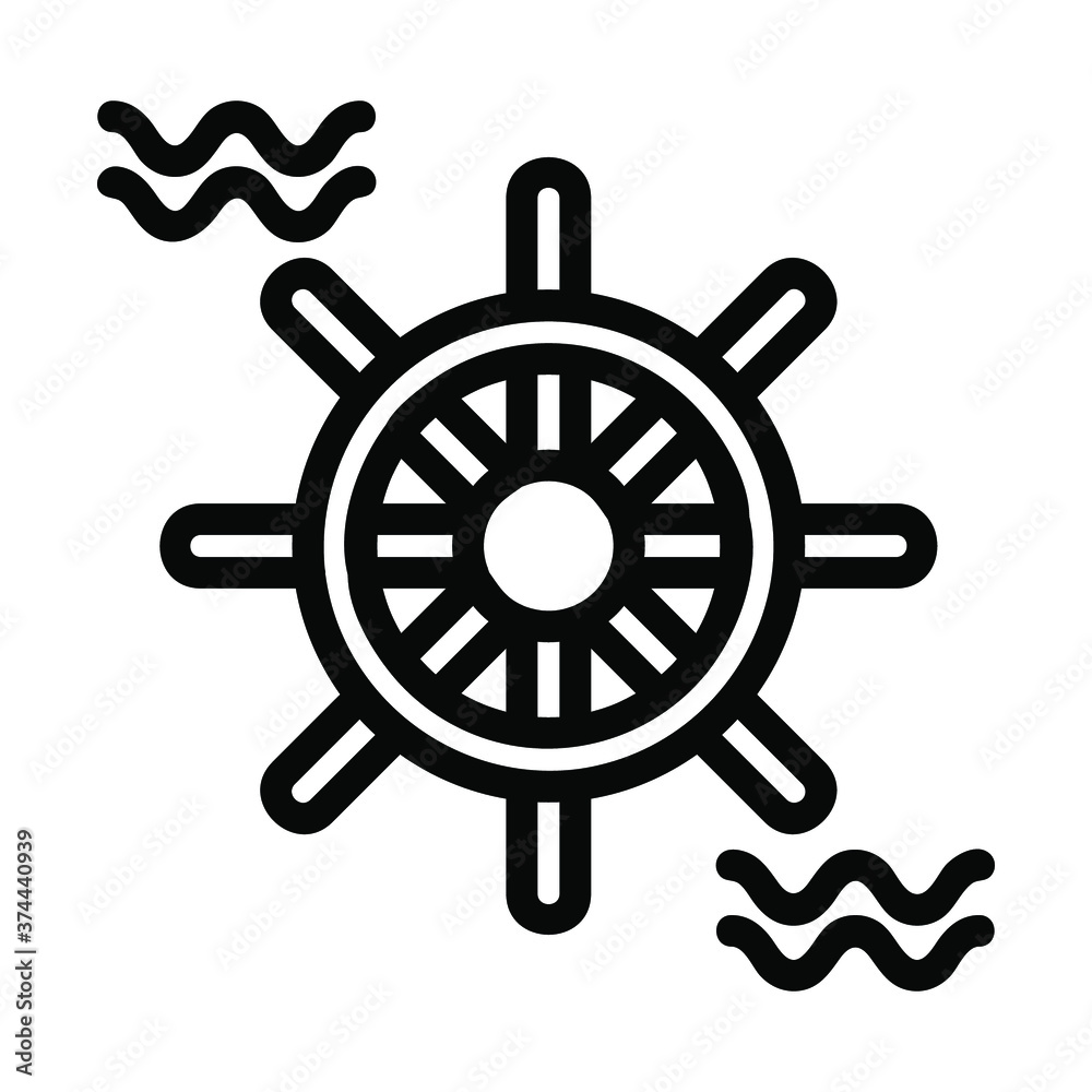 ship wheel icon or logo in  outline

